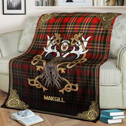 Scottish Makgill Tartan Crest With Celtic Stag Premium Blanket - Tartan Plaid Blankets Scottish Plaid Tartan Plaid - ScotsTee - scotstee.com