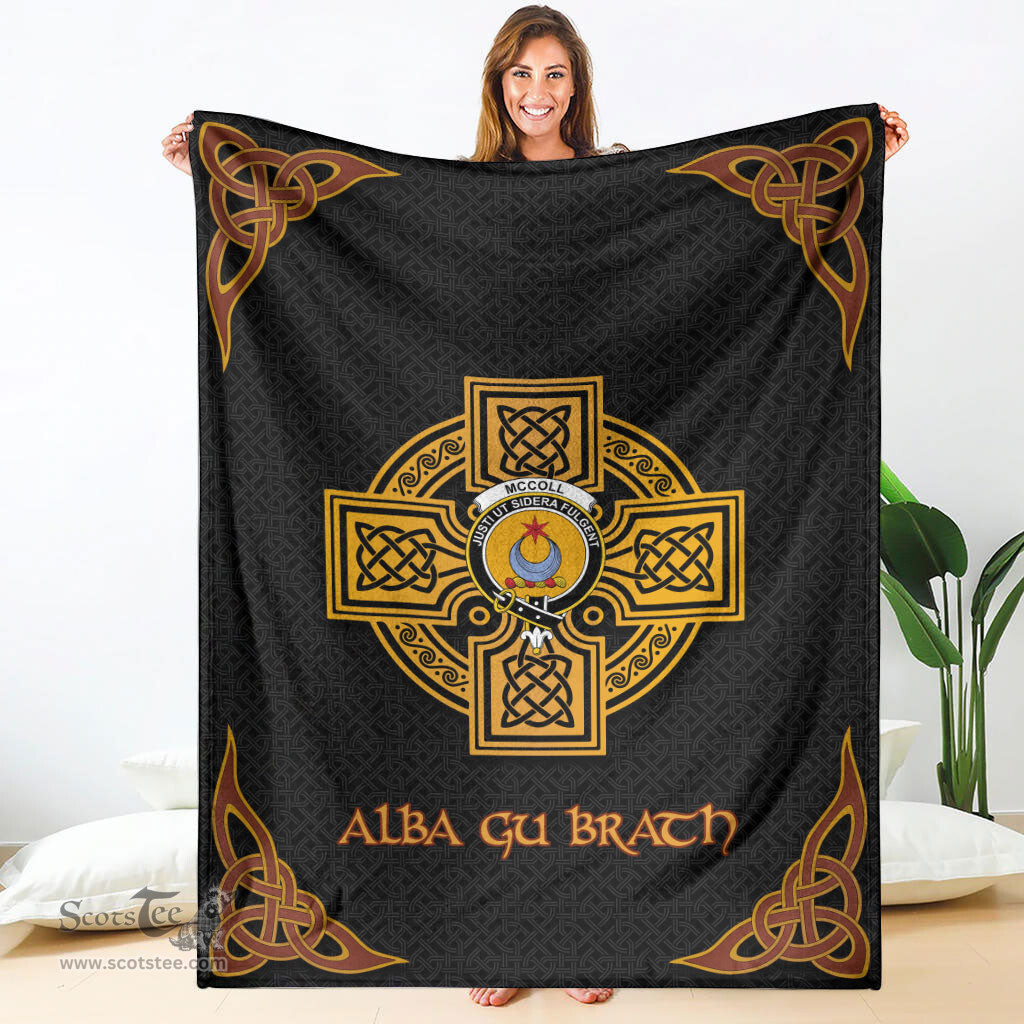Scottish McColl Crest Black Celtic Cross Premium Blanket - Tartan Plaid Blankets Scottish Plaid Tartan Plaid - ScotsTee - scotstee.com