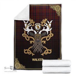 Scottish Walker Tartan Crest With Celtic Stag Premium Blanket - Tartan Plaid Blankets Scottish Plaid Tartan Plaid - ScotsTee - scotstee.com