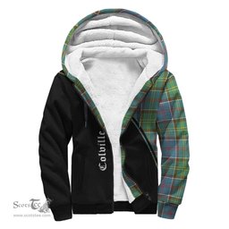 Scottish Colville Tartan Sherpa Hoodie with Family Crest Curve Style Tartan Fleece Hoodie Scottish Plaid Tartan Plaid - ScotsTee - scotstee.com