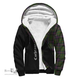 Scottish Cochrane Tartan Sherpa Hoodie with Family Crest Curve Style Tartan Fleece Hoodie Scottish Plaid Tartan Plaid - ScotsTee - scotstee.com