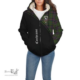Scottish Cochrane Tartan Sherpa Hoodie with Family Crest Curve Style Tartan Fleece Hoodie Scottish Plaid Tartan Plaid - ScotsTee - scotstee.com