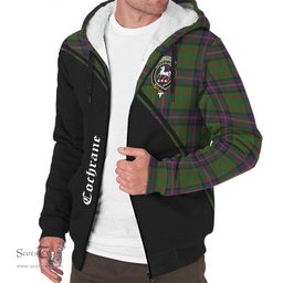 Scottish Cochrane Tartan Sherpa Hoodie with Family Crest Curve Style Tartan Fleece Hoodie Scottish Plaid Tartan Plaid - ScotsTee - scotstee.com