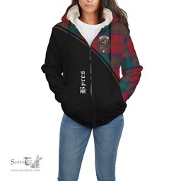 Scottish Byres (Byses) Tartan Sherpa Hoodie with Family Crest Curve Style Tartan Fleece Hoodie Scottish Plaid Tartan Plaid - ScotsTee - scotstee.com