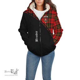 Scottish Brodie Modern Tartan Sherpa Hoodie with Family Crest Curve Style Tartan Fleece Hoodie Scottish Plaid Tartan Plaid - ScotsTee - scotstee.com