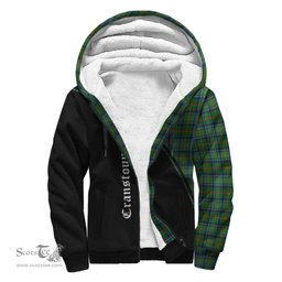 Scottish Cranstoun Tartan Sherpa Hoodie with Family Crest Curve Style Tartan Fleece Hoodie Scottish Plaid Tartan Plaid - ScotsTee - scotstee.com