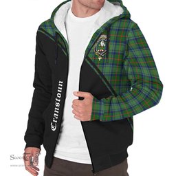 Scottish Cranstoun Tartan Sherpa Hoodie with Family Crest Curve Style Tartan Fleece Hoodie Scottish Plaid Tartan Plaid - ScotsTee - scotstee.com