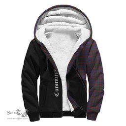 Scottish Cumming Tartan Sherpa Hoodie with Family Crest Curve Style Tartan Fleece Hoodie Scottish Plaid Tartan Plaid - ScotsTee - scotstee.com