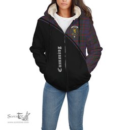 Scottish Cumming Tartan Sherpa Hoodie with Family Crest Curve Style Tartan Fleece Hoodie Scottish Plaid Tartan Plaid - ScotsTee - scotstee.com