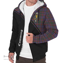 Scottish Cumming Tartan Sherpa Hoodie with Family Crest Curve Style Tartan Fleece Hoodie Scottish Plaid Tartan Plaid - ScotsTee - scotstee.com