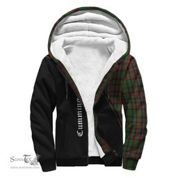 Scottish Cumming Hunting Tartan Sherpa Hoodie with Family Crest Curve Style Tartan Fleece Hoodie Scottish Plaid Tartan Plaid - ScotsTee - scotstee.com