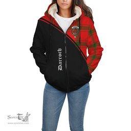 Scottish Darroch Tartan Sherpa Hoodie with Family Crest Curve Style Tartan Fleece Hoodie Scottish Plaid Tartan Plaid - ScotsTee - scotstee.com