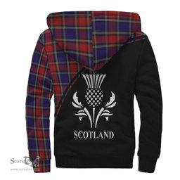Scottish Clark Red Tartan Sherpa Hoodie with Family Crest Curve Style Tartan Fleece Hoodie Scottish Plaid Tartan Plaid - ScotsTee - scotstee.com