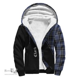 Scottish Clark Tartan Sherpa Hoodie with Family Crest Curve Style Tartan Fleece Hoodie Scottish Plaid Tartan Plaid - ScotsTee - scotstee.com