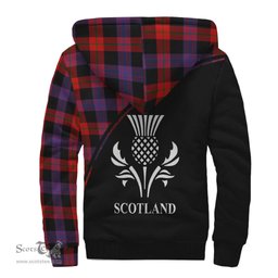 Scottish Broun Modern Tartan Sherpa Hoodie with Family Crest Curve Style Tartan Fleece Hoodie Scottish Plaid Tartan Plaid - ScotsTee - scotstee.com