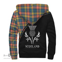 Scottish Buchanan Ancient Tartan Sherpa Hoodie with Family Crest Curve Style Tartan Fleece Hoodie Scottish Plaid Tartan Plaid - ScotsTee - scotstee.com