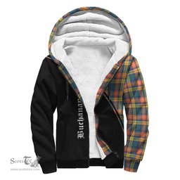 Scottish Buchanan Ancient Tartan Sherpa Hoodie with Family Crest Curve Style Tartan Fleece Hoodie Scottish Plaid Tartan Plaid - ScotsTee - scotstee.com