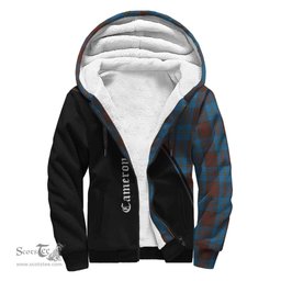 Scottish Cameron Hunting Tartan Sherpa Hoodie with Family Crest Curve Style Tartan Fleece Hoodie Scottish Plaid Tartan Plaid - ScotsTee - scotstee.com