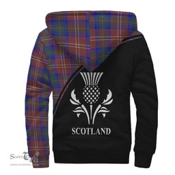 Scottish Chisholm Hunting Modern Tartan Sherpa Hoodie with Family Crest Curve Style Tartan Fleece Hoodie Scottish Plaid Tartan Plaid - ScotsTee - scotstee.com