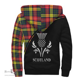 Scottish Buchanan Modern Tartan Sherpa Hoodie with Family Crest Curve Style Tartan Fleece Hoodie Scottish Plaid Tartan Plaid - ScotsTee - scotstee.com