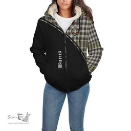 Scottish Burns Check Tartan Sherpa Hoodie with Family Crest Curve Style Tartan Fleece Hoodie Scottish Plaid Tartan Plaid - ScotsTee - scotstee.com