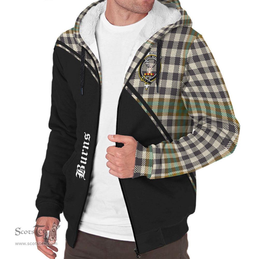 Scottish Burns Check Tartan Sherpa Hoodie with Family Crest Curve Style Tartan Fleece Hoodie Scottish Plaid Tartan Plaid - ScotsTee - scotstee.com