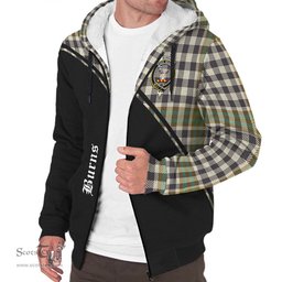 Scottish Burns Check Tartan Sherpa Hoodie with Family Crest Curve Style Tartan Fleece Hoodie Scottish Plaid Tartan Plaid - ScotsTee - scotstee.com