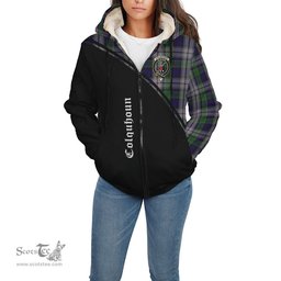 Scottish Colquhoun Dress Tartan Sherpa Hoodie with Family Crest Curve Style Tartan Fleece Hoodie Scottish Plaid Tartan Plaid - ScotsTee - scotstee.com