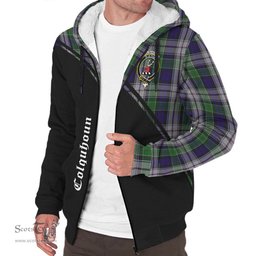 Scottish Colquhoun Dress Tartan Sherpa Hoodie with Family Crest Curve Style Tartan Fleece Hoodie Scottish Plaid Tartan Plaid - ScotsTee - scotstee.com