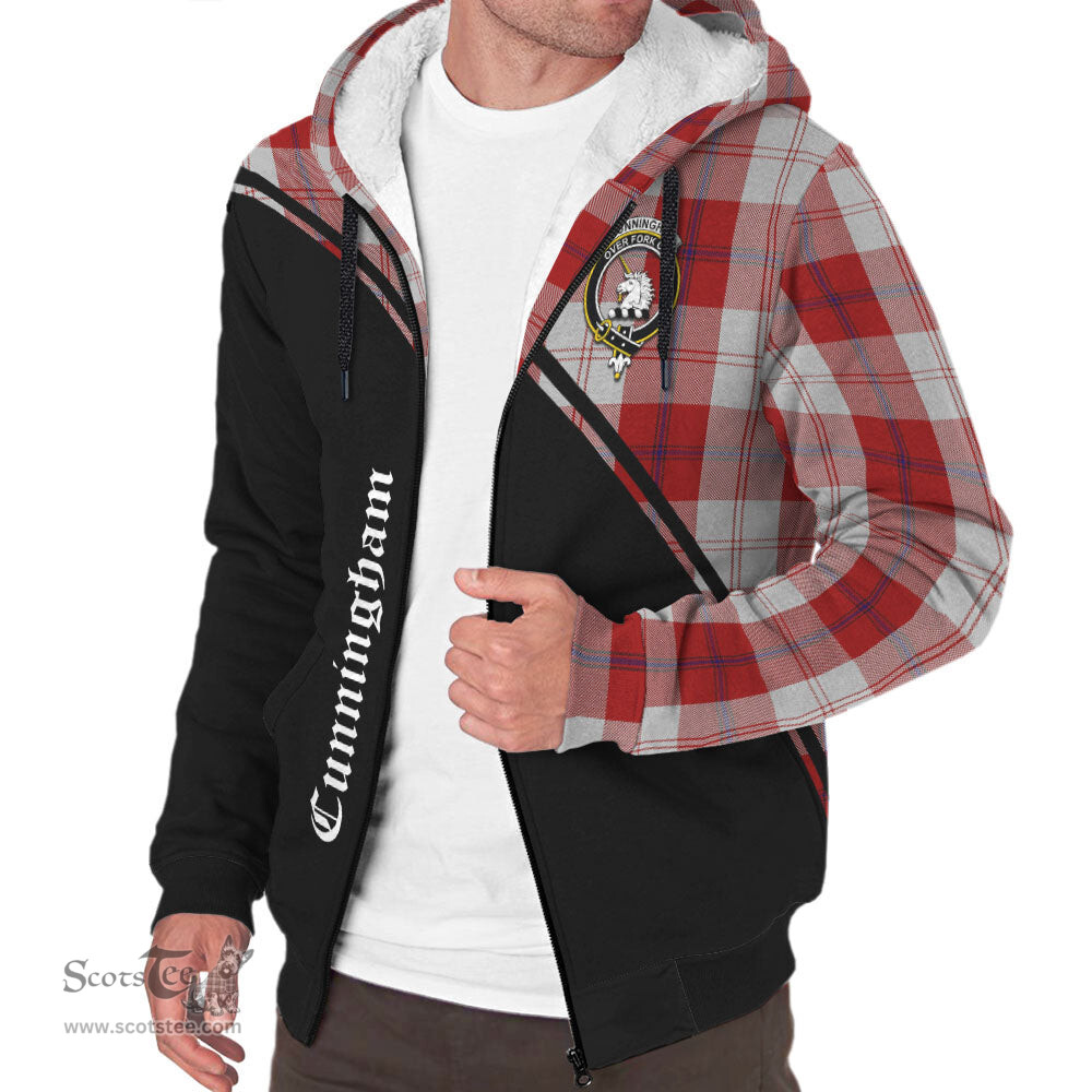 Scottish Cunningham Dress Tartan Sherpa Hoodie with Family Crest Curve Style Tartan Fleece Hoodie Scottish Plaid Tartan Plaid - ScotsTee - scotstee.com