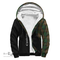 Scottish Chisholm Hunting Tartan Sherpa Hoodie with Family Crest Curve Style Tartan Fleece Hoodie Scottish Plaid Tartan Plaid - ScotsTee - scotstee.com