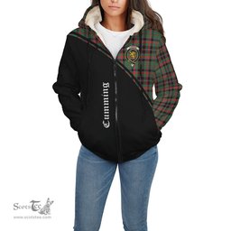 Scottish Cumming Hunting Ancient Tartan Sherpa Hoodie with Family Crest Curve Style Tartan Fleece Hoodie Scottish Plaid Tartan Plaid - ScotsTee - scotstee.com