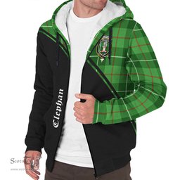 Scottish Clephan Tartan Sherpa Hoodie with Family Crest Curve Style Tartan Fleece Hoodie Scottish Plaid Tartan Plaid - ScotsTee - scotstee.com