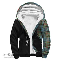 Scottish Cathcart Tartan Sherpa Hoodie with Family Crest Curve Style Tartan Fleece Hoodie Scottish Plaid Tartan Plaid - ScotsTee - scotstee.com