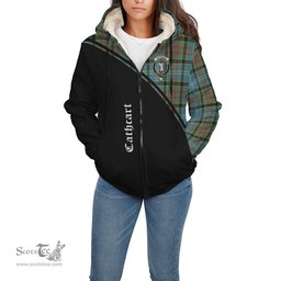 Scottish Cathcart Tartan Sherpa Hoodie with Family Crest Curve Style Tartan Fleece Hoodie Scottish Plaid Tartan Plaid - ScotsTee - scotstee.com