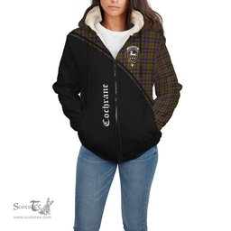 Scottish Cochrane Modern Tartan Sherpa Hoodie with Family Crest Curve Style Tartan Fleece Hoodie Scottish Plaid Tartan Plaid - ScotsTee - scotstee.com
