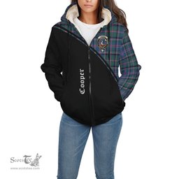 Scottish Cooper Tartan Sherpa Hoodie with Family Crest Curve Style Tartan Fleece Hoodie Scottish Plaid Tartan Plaid - ScotsTee - scotstee.com