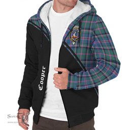 Scottish Cooper Tartan Sherpa Hoodie with Family Crest Curve Style Tartan Fleece Hoodie Scottish Plaid Tartan Plaid - ScotsTee - scotstee.com