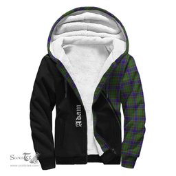 Scottish Adam Tartan Sherpa Hoodie with Family Crest Curve Style Tartan Fleece Hoodie Scottish Plaid Tartan Plaid - ScotsTee - scotstee.com