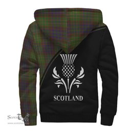 Scottish Cunningham Hunting Modern Tartan Sherpa Hoodie with Family Crest Curve Style Tartan Fleece Hoodie Scottish Plaid Tartan Plaid - ScotsTee - scotstee.com