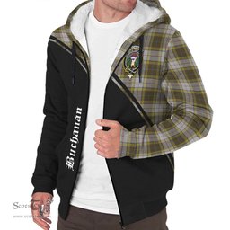 Scottish Buchanan Dress Tartan Sherpa Hoodie with Family Crest Curve Style Tartan Fleece Hoodie Scottish Plaid Tartan Plaid - ScotsTee - scotstee.com