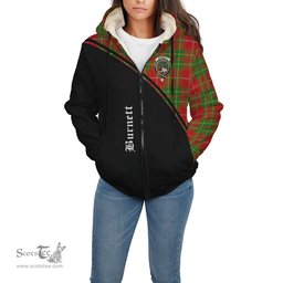Scottish Burnett Ancient Tartan Sherpa Hoodie with Family Crest Curve Style Tartan Fleece Hoodie Scottish Plaid Tartan Plaid - ScotsTee - scotstee.com