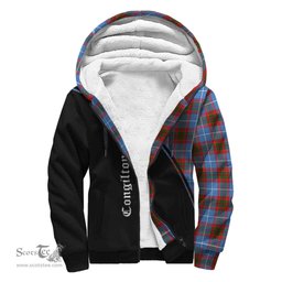 Scottish Congilton Tartan Sherpa Hoodie with Family Crest Curve Style Tartan Fleece Hoodie Scottish Plaid Tartan Plaid - ScotsTee - scotstee.com