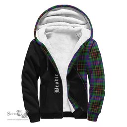 Scottish Brodie Hunting Modern Tartan Sherpa Hoodie with Family Crest Curve Style Tartan Fleece Hoodie Scottish Plaid Tartan Plaid - ScotsTee - scotstee.com