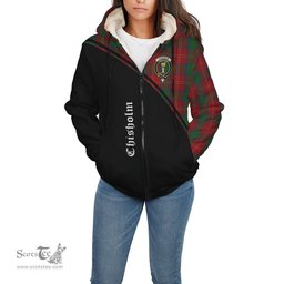 Scottish Chisholm Tartan Sherpa Hoodie with Family Crest Curve Style Tartan Fleece Hoodie Scottish Plaid Tartan Plaid - ScotsTee - scotstee.com