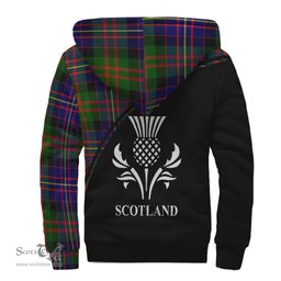Scottish Chalmers Modern Tartan Sherpa Hoodie with Family Crest Curve Style Tartan Fleece Hoodie Scottish Plaid Tartan Plaid - ScotsTee - scotstee.com