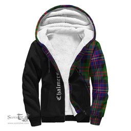 Scottish Chalmers Modern Tartan Sherpa Hoodie with Family Crest Curve Style Tartan Fleece Hoodie Scottish Plaid Tartan Plaid - ScotsTee - scotstee.com