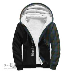 Scottish Buchanan Hunting Tartan Sherpa Hoodie with Family Crest Curve Style Tartan Fleece Hoodie Scottish Plaid Tartan Plaid - ScotsTee - scotstee.com