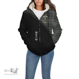 Scottish Craig Ancient Tartan Sherpa Hoodie with Family Crest Curve Style Tartan Fleece Hoodie Scottish Plaid Tartan Plaid - ScotsTee - scotstee.com