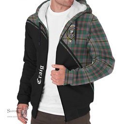 Scottish Craig Ancient Tartan Sherpa Hoodie with Family Crest Curve Style Tartan Fleece Hoodie Scottish Plaid Tartan Plaid - ScotsTee - scotstee.com